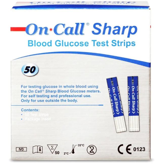 OnCall Sharp Blood Glucose Test Strips 50 Pcs