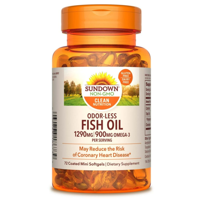 Sundown Fish Oil Omega 3 72 Softgels